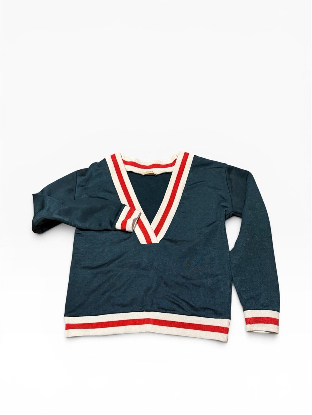 Aritzia Golden by TNA Striped Varsity V-Neck Sweater XS